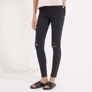 Topshop Jaime Moto Ripped Black Skinny Jeans